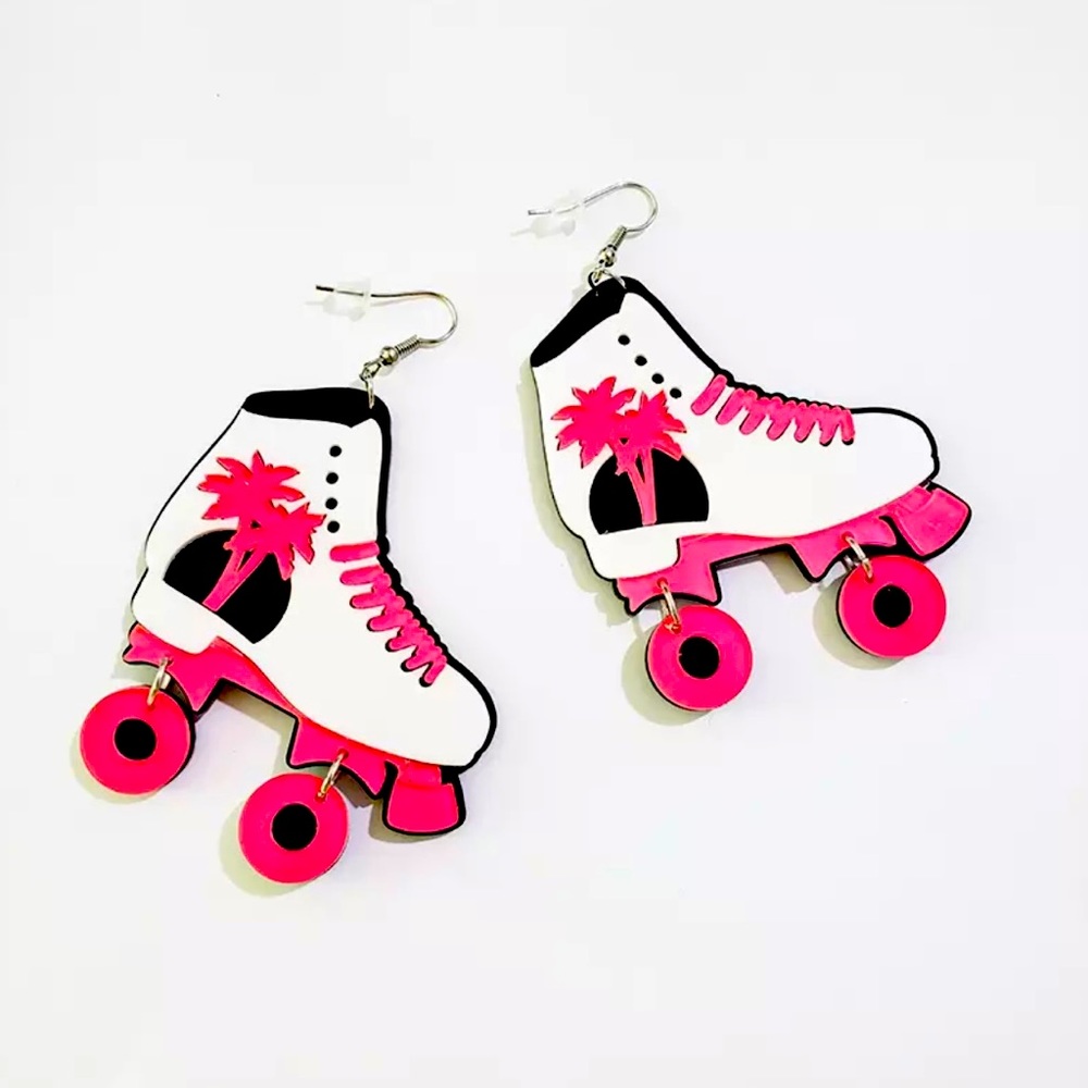 Pink Skater Drop Oversized Earrings
